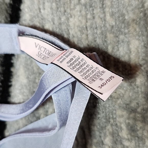 VICTORIA SECRET LIGHT BLUE GOLD SHIMMER LACE LINED DEMI BRA - Picture 7 of 10